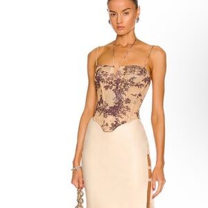 Miaou Aphex Corset Gold Toile Fitted Bustier Size Medium